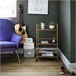 Pemberly Row Modern 3 Shelf Metal Rolling Utility Cart in Gold