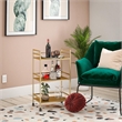 Pemberly Row Modern 3 Shelf Metal Rolling Utility Cart in Gold