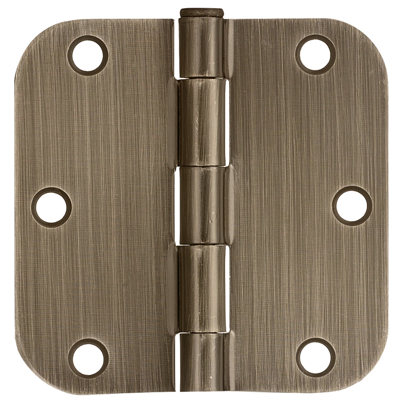 Pemberly Row Steel Door Hinge - Antique Brass 3 1/2 Inch 5/8 Inch Radius 12 Pack