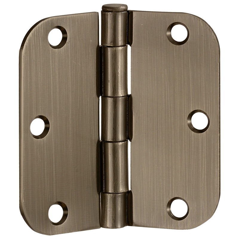 Pemberly Row Steel Door Hinge - Antique Brass 3 1/2 Inch 5/8 Inch Radius 12 Pack