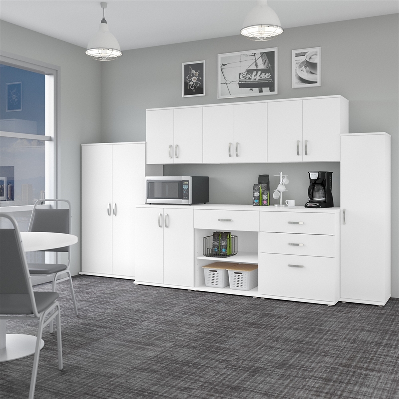 Pemberly Row Tall Narrow Storage Cabinet in White - Engineered Wood