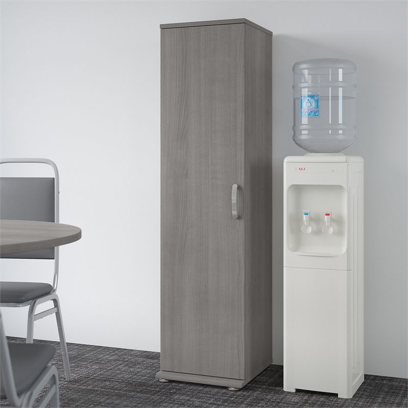 Pemberly Row Tall Narrow Storage Cabinet in Platinum Gray - Engineered Wood