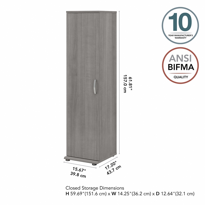 Pemberly Row Tall Narrow Storage Cabinet in Platinum Gray - Engineered Wood