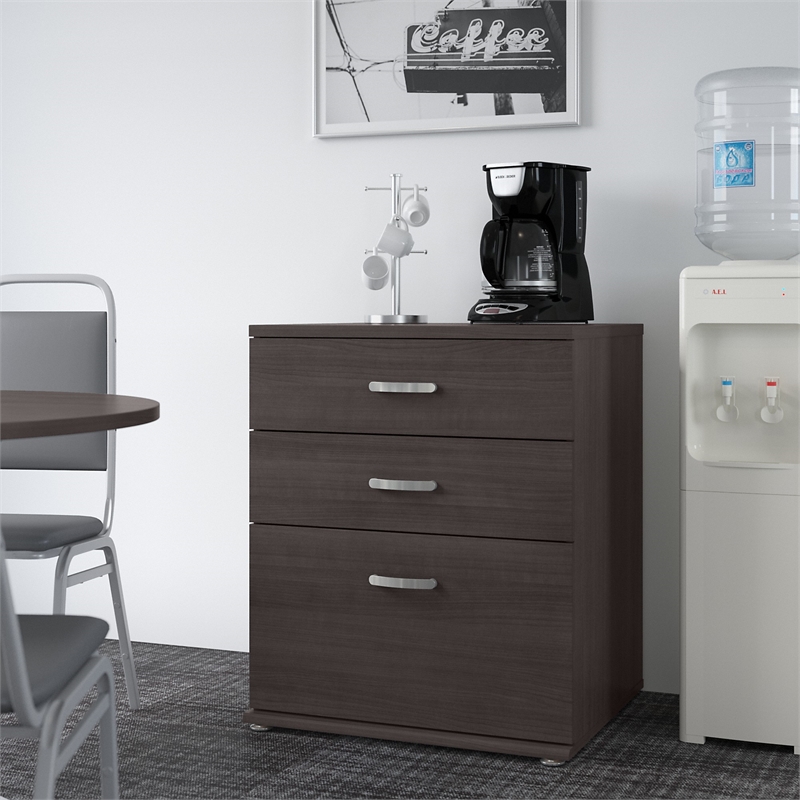 Pemberly Row Floor Storage Cabinet with Drawers in Storm Gray - Engineered Wood