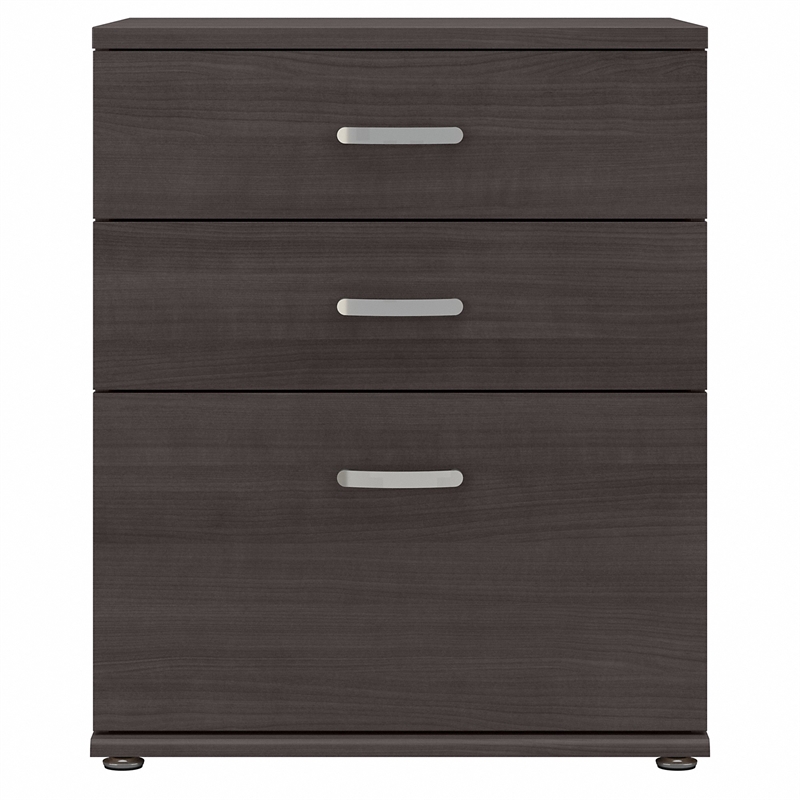 Pemberly Row Floor Storage Cabinet with Drawers in Storm Gray - Engineered Wood