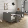 Pemberly Row Mid-Century Upholstered Daybed Twin Size in Gray Linen
