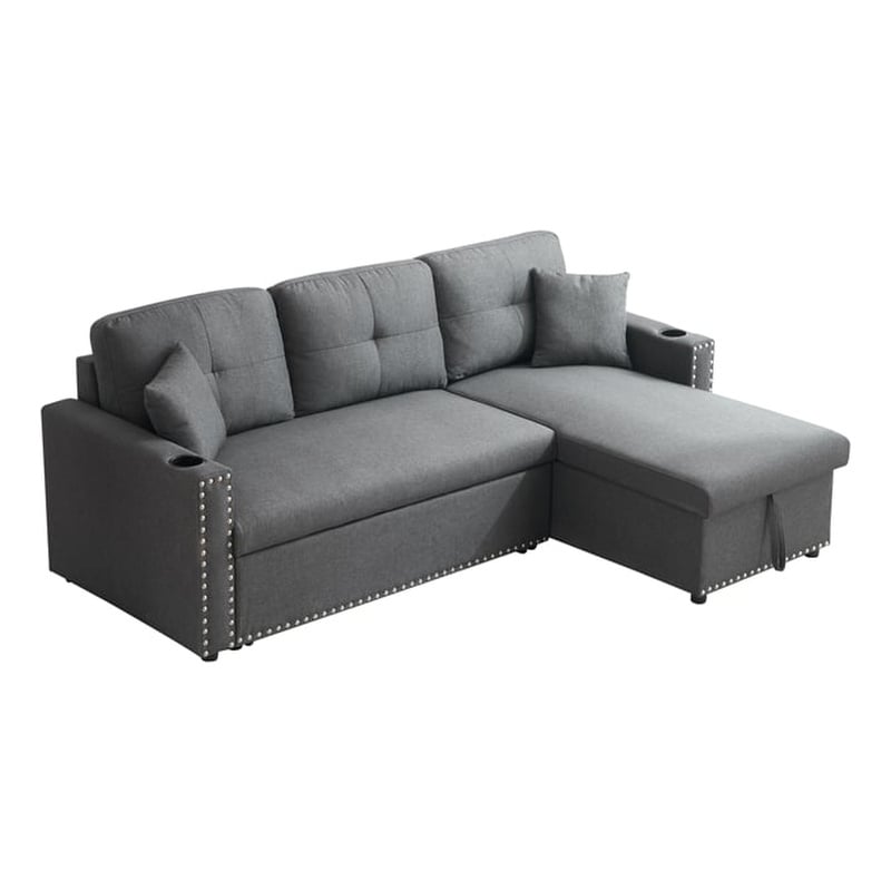 Pemberly Row Traditional Upholstered Fabric Sleeper Sofa -LIGHT GRAY