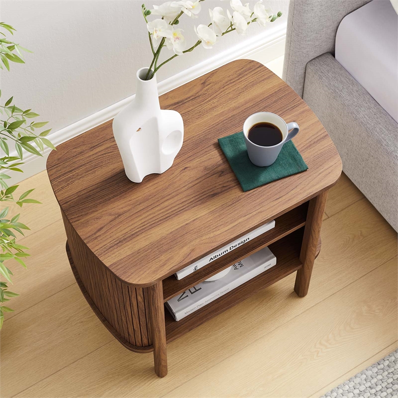 Pemberly Row Modern / Contemporary Open Nightstand in Walnut