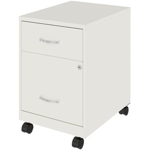 Pemberly Row 18&quotD 2 Drawer Mobile Vertical Metal Filing Cabinet White