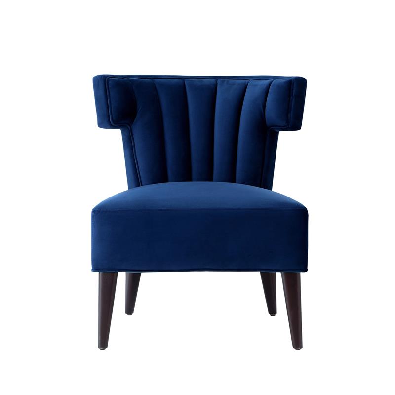 Pemberly Row Tufted Velvet Wingback Accent Chair in Navy Blue