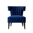 Pemberly Row Tufted Velvet Wingback Accent Chair in Navy Blue