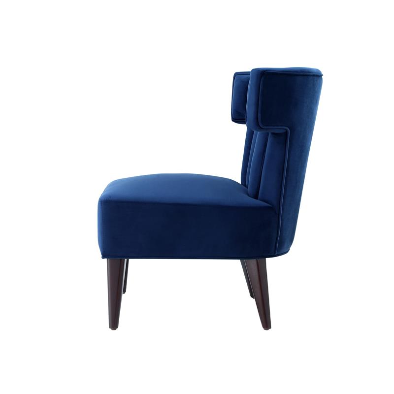 Pemberly Row Tufted Velvet Wingback Accent Chair in Navy Blue