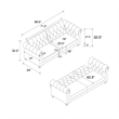 Pemberly Row Modern / Contemporary Sofa Futon in Ivory Velvet