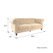 Pemberly Row Modern / Contemporary Sofa Futon in Ivory Velvet