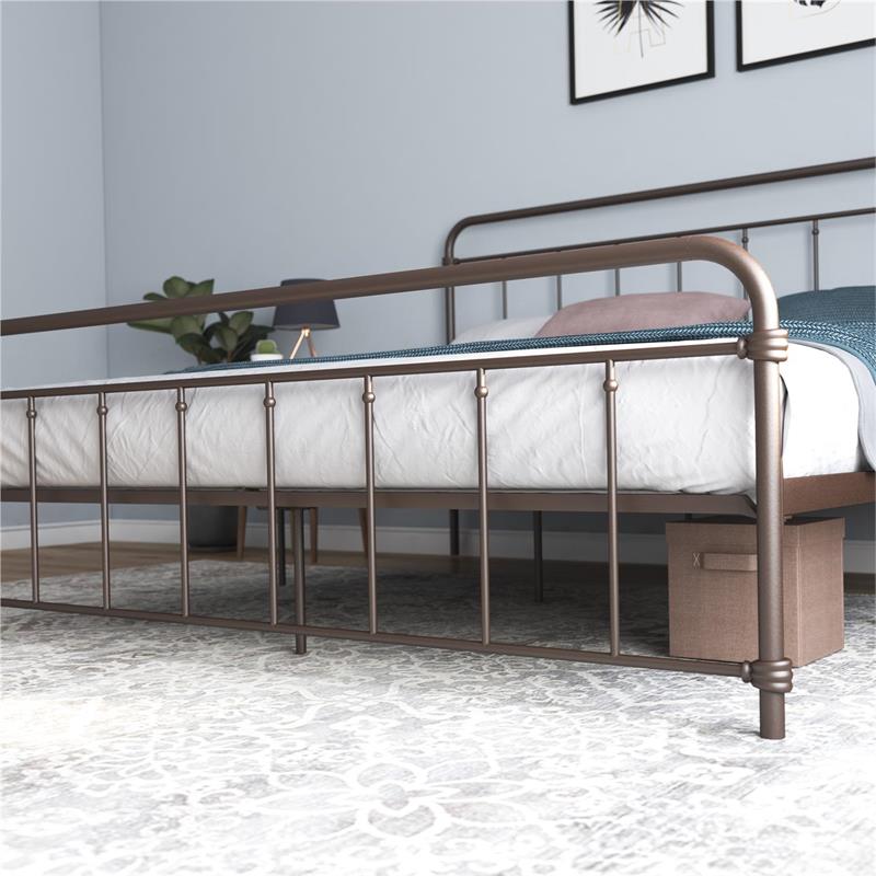 Pemberly Row Contemporary Transitional Metal Bronze Bed in King