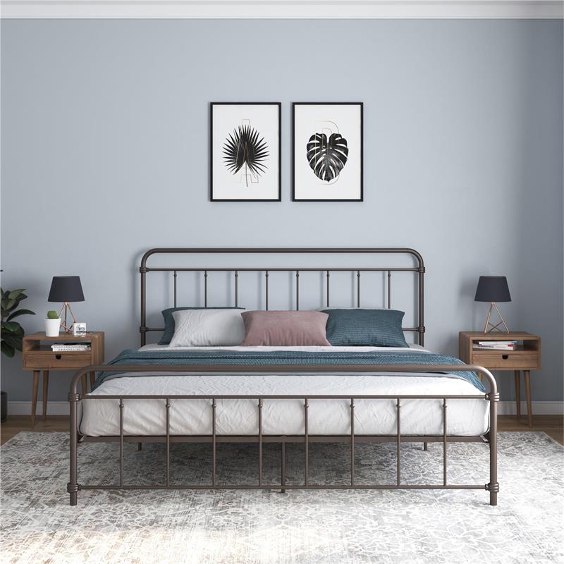 Pemberly Row Contemporary Transitional Metal Bronze Bed in King