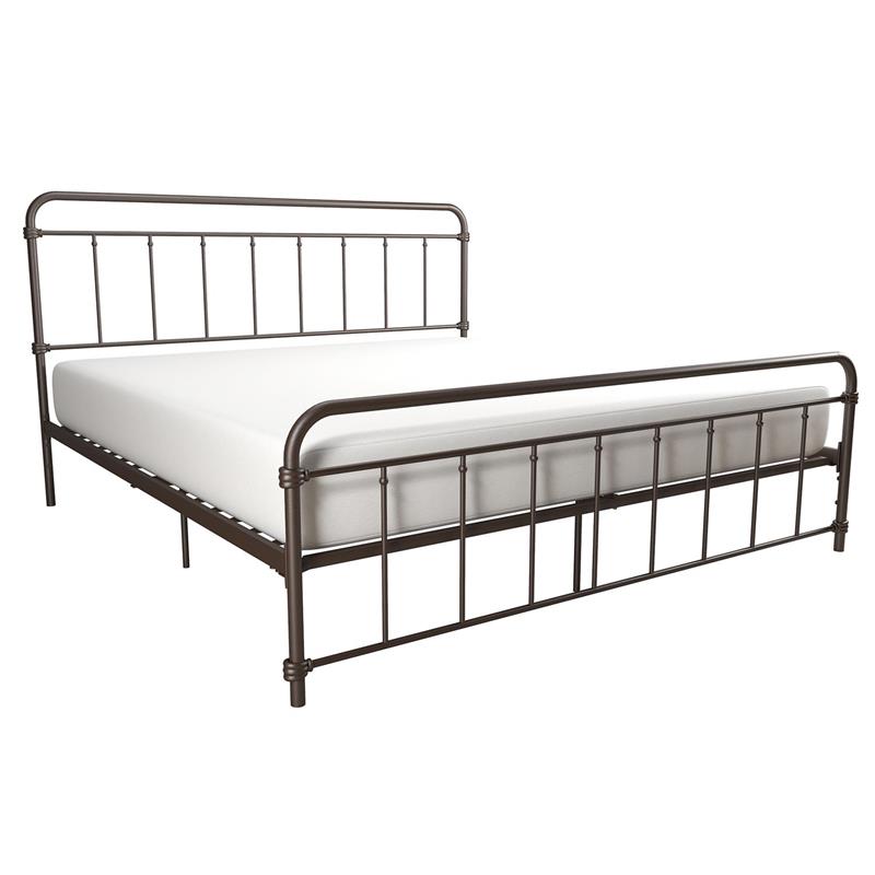 Pemberly Row Contemporary Transitional Metal Bronze Bed in King