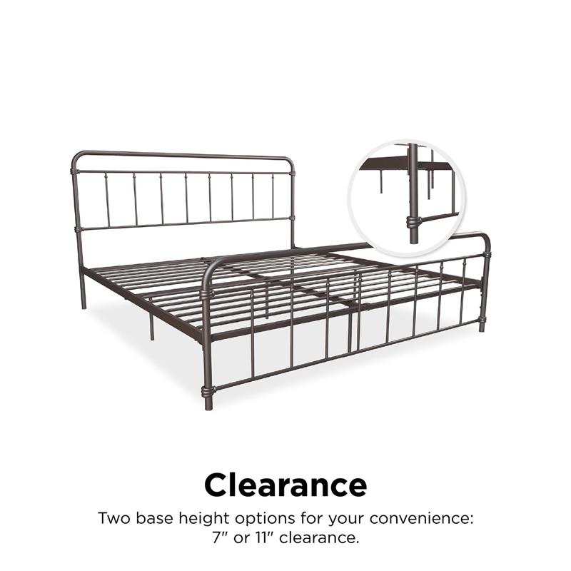 Pemberly Row Contemporary Transitional Metal Bronze Bed in King