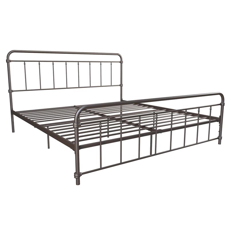 Pemberly Row Contemporary Transitional Metal Bronze Bed in King