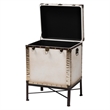 Pemberly Row Modern Vintage White Canvas Lift-Top Trunk End Table