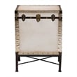 Pemberly Row Modern Vintage White Canvas Lift-Top Trunk End Table
