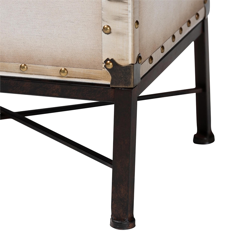 Pemberly Row Modern Vintage White Canvas Lift-Top Trunk End Table