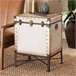 Pemberly Row Modern Vintage White Canvas Lift-Top Trunk End Table
