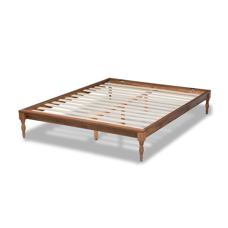 Pemberly Row Modern King Size Ash Brown Finished Wood Bed Frame