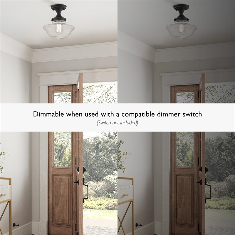 Pemberly Row Contemporary Metal Ceiling Light in Matte Black