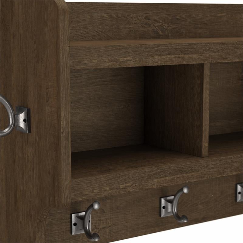 Pemberly Row 40W Wall Mounted Coat Rack in Ash Brown - Engineered Wood