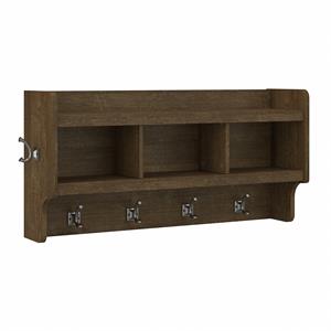 Pemberly Row 40W Wall Mounted Coat Rack in Ash Brown - Engineered Wood