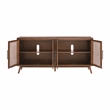 Pemberly Row Mid-Century Modern 4-Door Cinnamon Brown Wood TV Stand