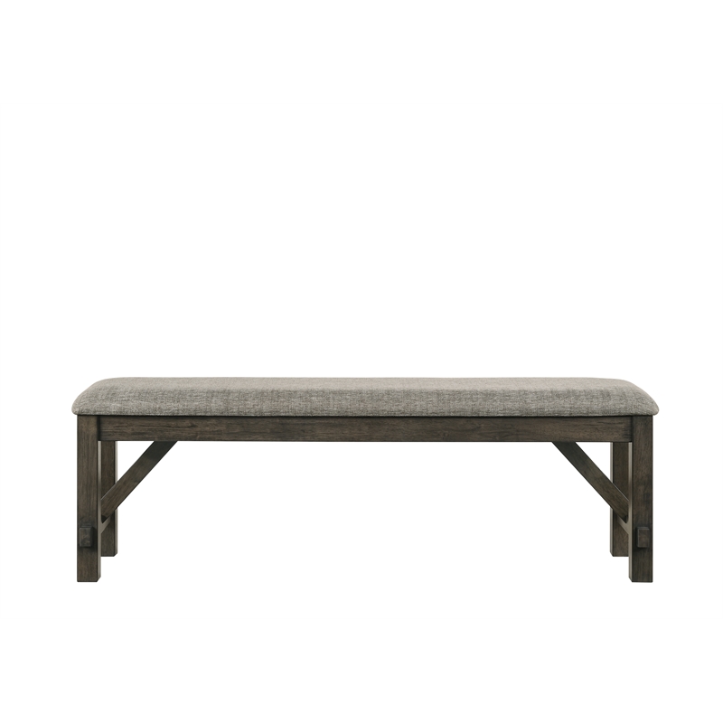 Pemberly Row Upholstered Polyester Wood Bench in Rustic Brown