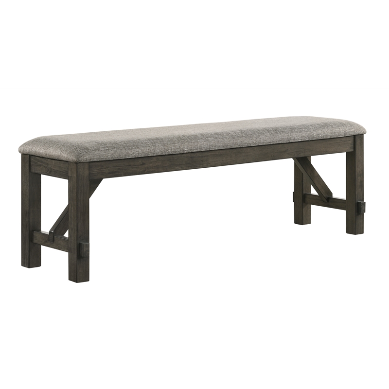 Pemberly Row Upholstered Polyester Wood Bench in Rustic Brown