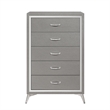 Pemberly Row Modern / Contemporary 5-Drawer Solid Wood Chest in Gray