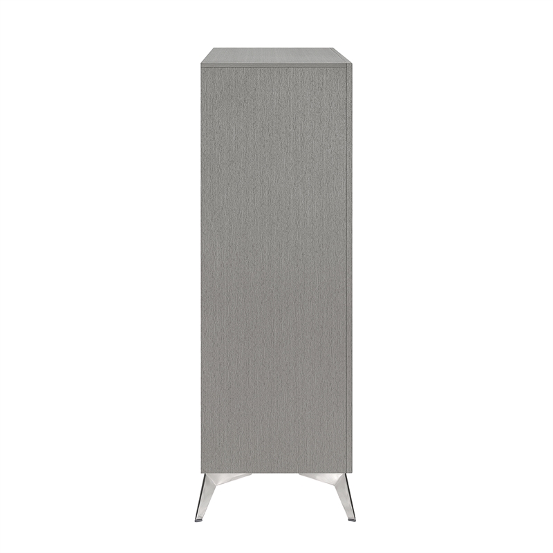 Pemberly Row Modern / Contemporary 5-Drawer Solid Wood Chest in Gray