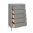 Pemberly Row Modern / Contemporary 5-Drawer Solid Wood Chest in Gray