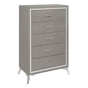 Pemberly Row Modern / Contemporary 5-Drawer Solid Wood Chest in Gray
