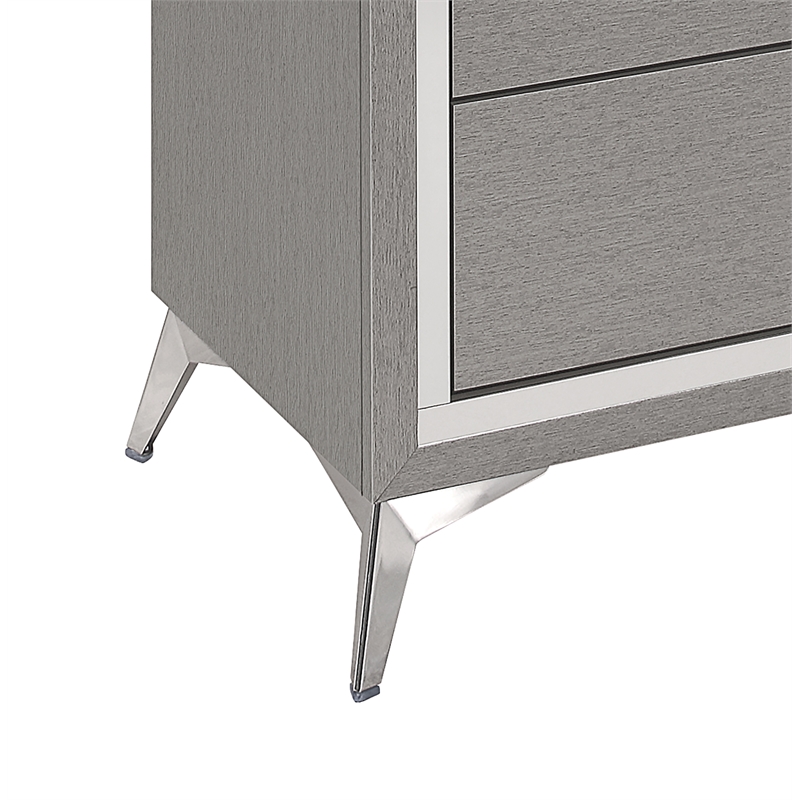 Pemberly Row Modern / Contemporary 5-Drawer Solid Wood Chest in Gray