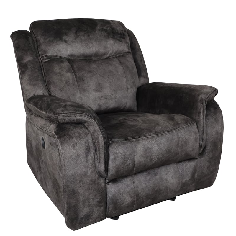 Pemberly Row Park City Polyester Fabric Power Glider Recliner in Slate