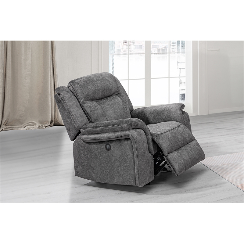 Pemberly Row Park City Polyester Fabric Power Glider Recliner in Slate