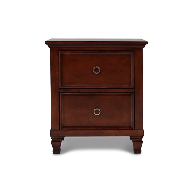 Pemberly Row Modern Solid Wood 2-Drawer Nightstand in Cherry