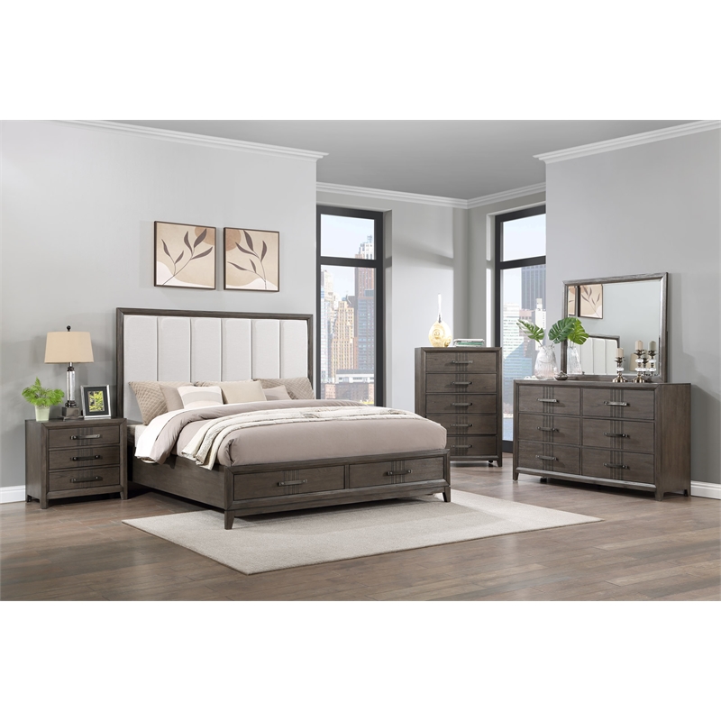 Pemberly Row Modern 3-Drawer Solid Wood Nightstand in Walnut
