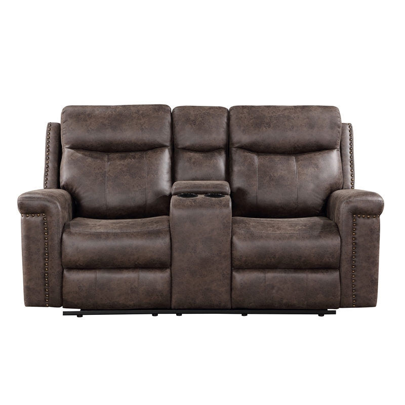 Pemberly Row 2-Piece Fabric Power Loveseat and Sofa Set in Mocha