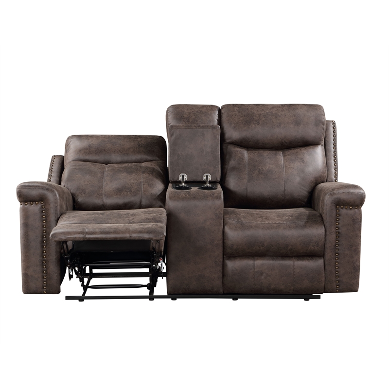 Pemberly Row 2-Piece Fabric Power Loveseat and Sofa Set in Mocha