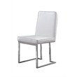 Pemberly Row White Faux Leather Side Chairs with Silver Chrome Base (Set of 2)