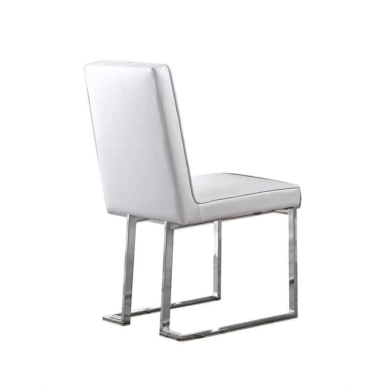 Pemberly Row White Faux Leather Side Chairs with Silver Chrome Base (Set of 2)
