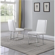 Pemberly Row White Faux Leather Side Chairs with Silver Chrome Base (Set of 2)