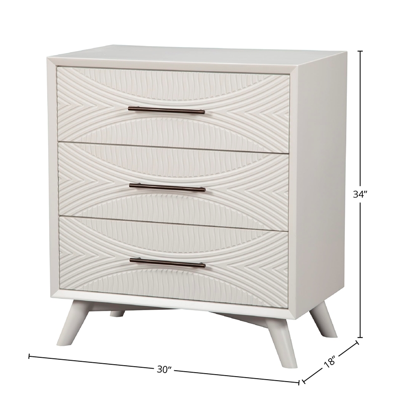 Pemberly Row Contemporary 3 Drawer Small Wood Chest in White