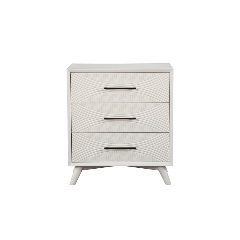 Pemberly Row Contemporary 3 Drawer Small Wood Chest in White